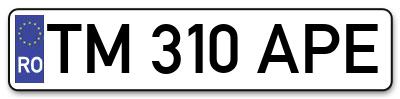 Placuta inmatriculare numar auto  TM-310-APE, TM 310 APE, TM310APE