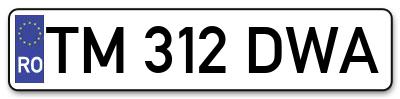 Placuta inmatriculare numar auto  TM-312-DWA, TM 312 DWA, TM312DWA
