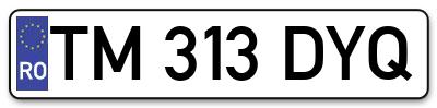 Placuta inmatriculare numar auto  TM-313-DYQ, TM 313 DYQ, TM313DYQ