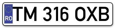 Placuta inmatriculare numar auto  TM-316-OXB, TM 316 OXB, TM316OXB
