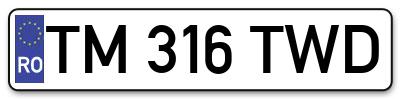 Placuta inmatriculare numar auto  TM-316-TWD, TM 316 TWD, TM316TWD