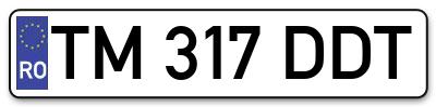 Placuta inmatriculare numar auto  TM-317-DDT, TM 317 DDT, TM317DDT