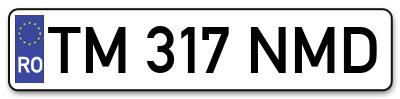 Placuta inmatriculare numar auto  TM-317-NMD, TM 317 NMD, TM317NMD