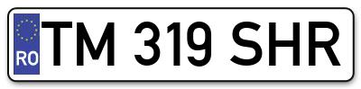 Placuta inmatriculare numar auto  TM-319-SHR, TM 319 SHR, TM319SHR