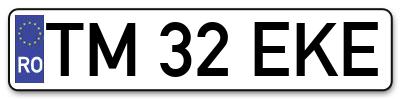 Placuta inmatriculare numar auto  TM-32-EKE, TM 32 EKE, TM32EKE