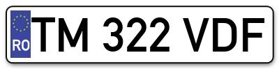 Placuta inmatriculare numar auto  TM-322-VDF, TM 322 VDF, TM322VDF