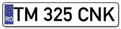 Placuta inmatriculare numar auto  TM-325-CNK, TM 325 CNK, TM325CNK