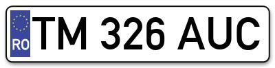 Placuta inmatriculare numar auto  TM-326-AUC, TM 326 AUC, TM326AUC