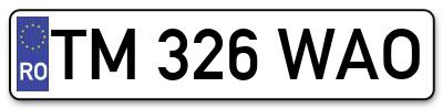 Placuta inmatriculare numar auto  TM-326-WAO, TM 326 WAO, TM326WAO