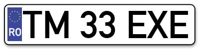 Placuta inmatriculare numar auto  TM-33-EXE, TM 33 EXE, TM33EXE