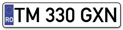 Placuta inmatriculare numar auto  TM-330-GXN, TM 330 GXN, TM330GXN