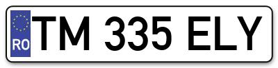 Placuta inmatriculare numar auto  TM-335-ELY, TM 335 ELY, TM335ELY