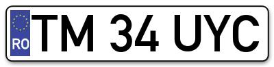 Placuta inmatriculare numar auto  TM-34-UYC, TM 34 UYC, TM34UYC