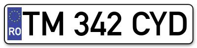Placuta inmatriculare numar auto  TM-342-CYD, TM 342 CYD, TM342CYD