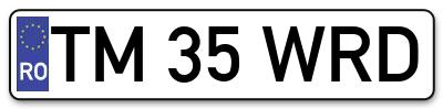 Placuta inmatriculare numar auto  TM-35-WRD, TM 35 WRD, TM35WRD