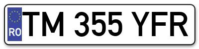Placuta inmatriculare numar auto  TM-355-YFR, TM 355 YFR, TM355YFR