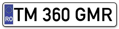 Placuta inmatriculare numar auto  TM-360-GMR, TM 360 GMR, TM360GMR
