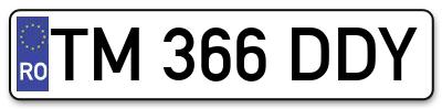 Placuta inmatriculare numar auto  TM-366-DDY, TM 366 DDY, TM366DDY