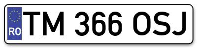 Placuta inmatriculare numar auto  TM-366-OSJ, TM 366 OSJ, TM366OSJ