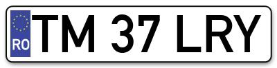 Placuta inmatriculare numar auto  TM-37-LRY, TM 37 LRY, TM37LRY