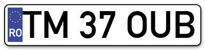 Placuta inmatriculare numar auto  TM-37-OUB, TM 37 OUB, TM37OUB