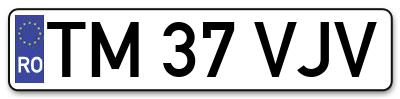 Placuta inmatriculare numar auto  TM-37-VJV, TM 37 VJV, TM37VJV