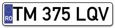 Placuta inmatriculare numar auto  TM-375-LQV, TM 375 LQV, TM375LQV
