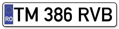 Placuta inmatriculare numar auto  TM-386-RVB, TM 386 RVB, TM386RVB