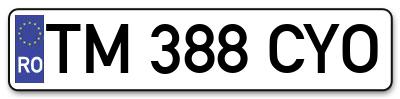 Placuta inmatriculare numar auto  TM-388-CYO, TM 388 CYO, TM388CYO