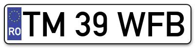 Placuta inmatriculare numar auto  TM-39-WFB, TM 39 WFB, TM39WFB