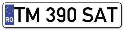 Placuta inmatriculare numar auto  TM-390-SAT, TM 390 SAT, TM390SAT