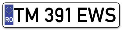 Placuta inmatriculare numar auto  TM-391-EWS, TM 391 EWS, TM391EWS