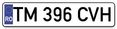 Placuta inmatriculare numar auto  TM-396-CVH, TM 396 CVH, TM396CVH