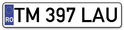 Placuta inmatriculare numar auto  TM-397-LAU, TM 397 LAU, TM397LAU