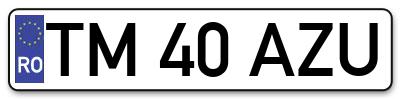 Placuta inmatriculare numar auto  TM-40-AZU, TM 40 AZU, TM40AZU