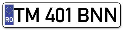 Placuta inmatriculare numar auto  TM-401-BNN, TM 401 BNN, TM401BNN
