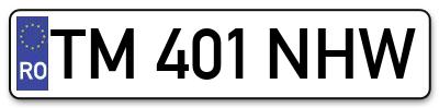 Placuta inmatriculare numar auto  TM-401-NHW, TM 401 NHW, TM401NHW