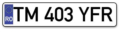 Placuta inmatriculare numar auto  TM-403-YFR, TM 403 YFR, TM403YFR