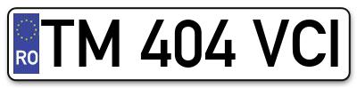 Placuta inmatriculare numar auto  TM-404-VCI, TM 404 VCI, TM404VCI
