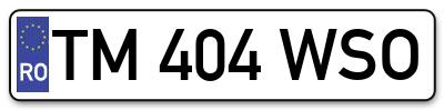 Placuta inmatriculare numar auto  TM-404-WSO, TM 404 WSO, TM404WSO