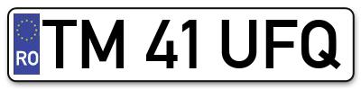 Placuta inmatriculare numar auto  TM-41-UFQ, TM 41 UFQ, TM41UFQ