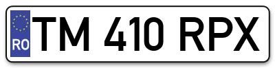 Placuta inmatriculare numar auto  TM-410-RPX, TM 410 RPX, TM410RPX