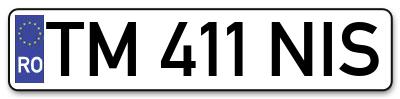 Placuta inmatriculare numar auto  TM-411-NIS, TM 411 NIS, TM411NIS