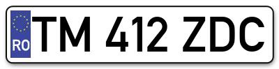 Placuta inmatriculare numar auto  TM-412-ZDC, TM 412 ZDC, TM412ZDC