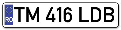 Placuta inmatriculare numar auto  TM-416-LDB, TM 416 LDB, TM416LDB