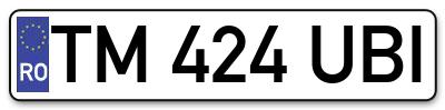 Placuta inmatriculare numar auto  TM-424-UBI, TM 424 UBI, TM424UBI