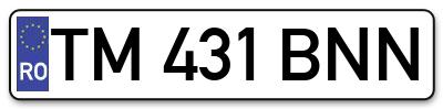 Placuta inmatriculare numar auto  TM-431-BNN, TM 431 BNN, TM431BNN