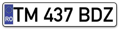 Placuta inmatriculare numar auto  TM-437-BDZ, TM 437 BDZ, TM437BDZ
