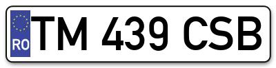 Placuta inmatriculare numar auto  TM-439-CSB, TM 439 CSB, TM439CSB