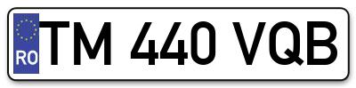 Placuta inmatriculare numar auto  TM-440-VQB, TM 440 VQB, TM440VQB